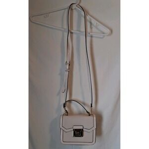 Aldo Off White Mini Crossbody Purse W/ Gold Clasp And Adjustable Strap